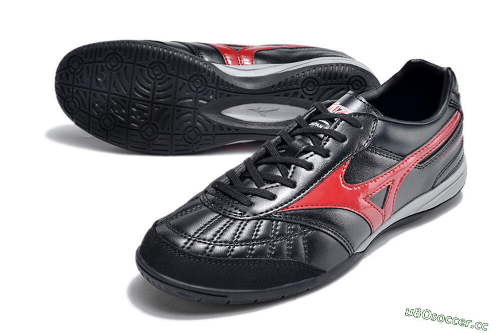 Men's Mizuno Morelia Sala Japn IC Indoor & Futsal Low-Tops Football Shoes - Black/Red/White 3
