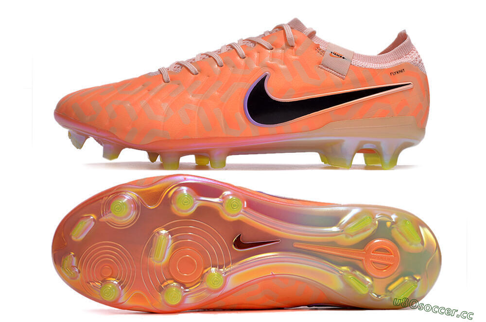 Men's Nike Tiempo Legend 10 Elite FG Firm Ground Low-Tops Football Boots - Orange/Black/Purple 1