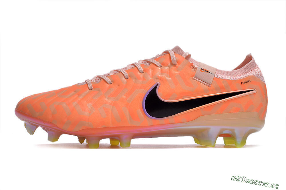 Men's Nike Tiempo Legend 10 Elite FG Firm Ground Low-Tops Football Boots - Orange/Black/Purple 0