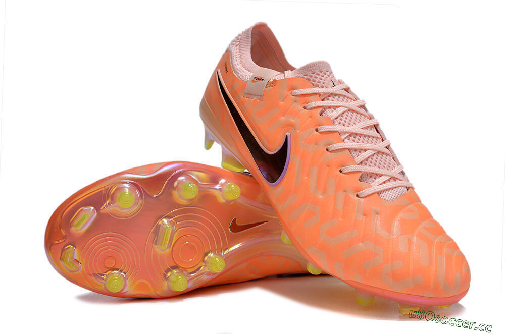 Men's Nike Tiempo Legend 10 Elite FG Firm Ground Low-Tops Football Boots - Orange/Black/Purple 3