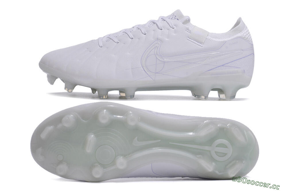 Men's Nike Tiempo Legend 10 Elite FG Firm Ground Low-Tops Football Boots - White/Purple 1