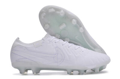Men's Nike Tiempo Legend 10 Elite FG Firm Ground Low-Tops Football Boots - White/Purple