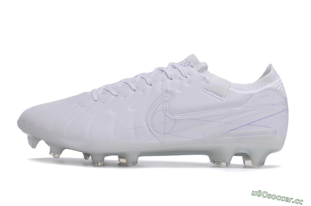Men's Nike Tiempo Legend 10 Elite FG Firm Ground Low-Tops Football Boots - White/Purple 0