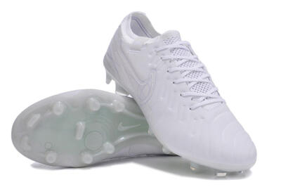 Men's Nike Tiempo Legend 10 Elite FG Firm Ground Low-Tops Football Boots - White/Purple