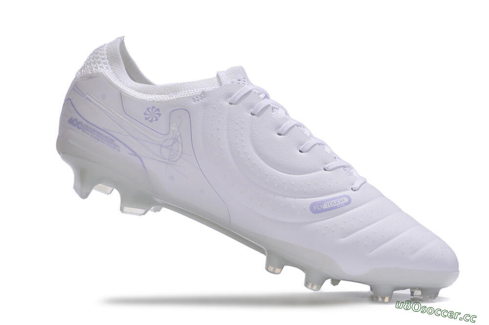 Men's Nike Tiempo Legend 10 Elite FG Firm Ground Low-Tops Football Boots - White/Purple 4