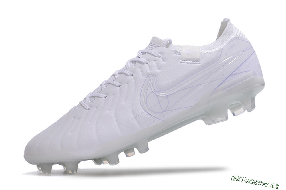 Men's Nike Tiempo Legend 10 Elite FG Firm Ground Low-Tops Football Boots - White/Purple 5