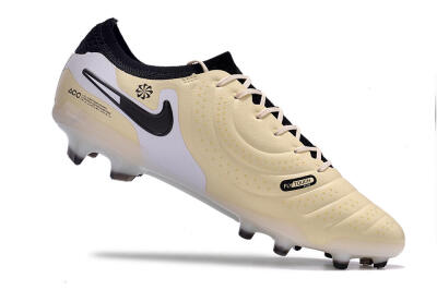 Men's Nike Tiempo Legend 10 Elite FG Firm Ground Low-Tops Football Boots - Beige/Black/White
