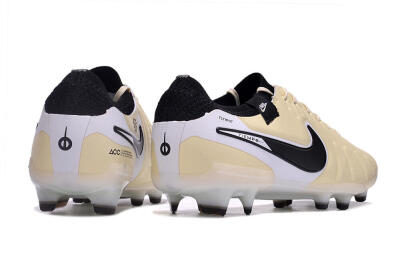 Men's Nike Tiempo Legend 10 Elite FG Firm Ground Low-Tops Football Boots - Beige/Black/White