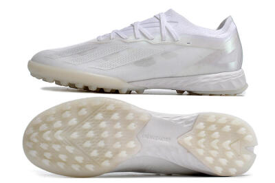 Men's Adidas X Crazyfast.1 TF Artificial Turf Low-Tops Football Shoes - White/Silver