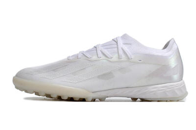 Men's Adidas X Crazyfast.1 TF Artificial Turf Low-Tops Football Shoes - White/Silver