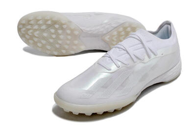 Men's Adidas X Crazyfast.1 TF Artificial Turf Low-Tops Football Shoes - White/Silver