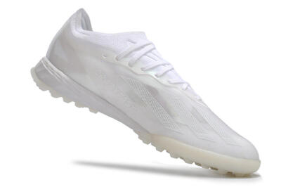 Men's Adidas X Crazyfast.1 TF Artificial Turf Low-Tops Football Shoes - White/Silver