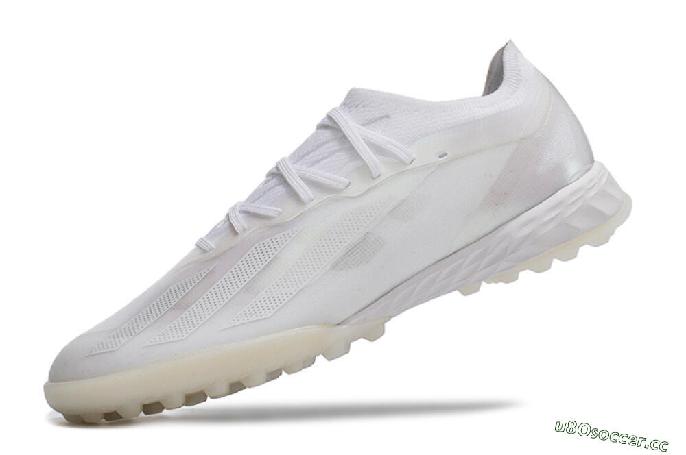 Men's Adidas X Crazyfast.1 TF Artificial Turf Low-Tops Football Shoes - White/Silver 5