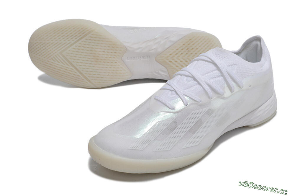 Men's Adidas X Crazyfast.1 IC Indoor & Futsal Low-Tops Football Shoes - White/Silver 3