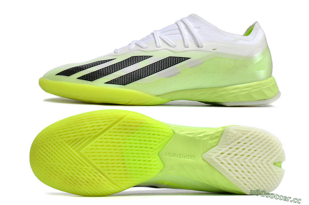 Men's Adidas X Crazyfast.1 IC Indoor & Futsal Low-Tops Football Shoes - Green/White/Black 1