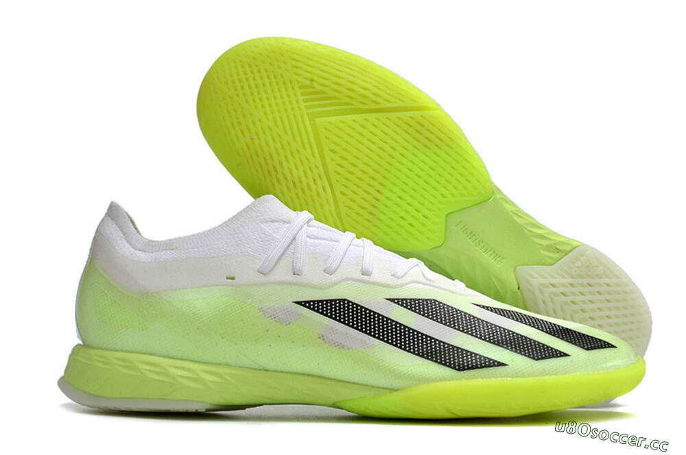 Men's Adidas X Crazyfast.1 IC Indoor & Futsal Low-Tops Football Shoes - Green/White/Black 2