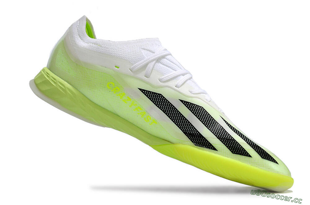 Men's Adidas X Crazyfast.1 IC Indoor & Futsal Low-Tops Football Shoes - Green/White/Black 4