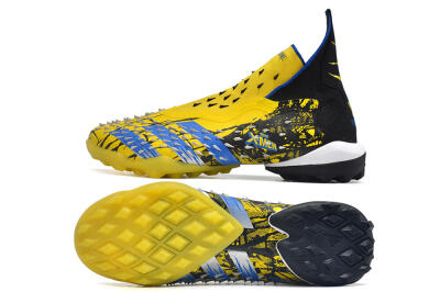 Unisex Adidas Predator Freak.1 TF Artificial Turf High-Tops Football Shoes - Yellow/Black/Blue