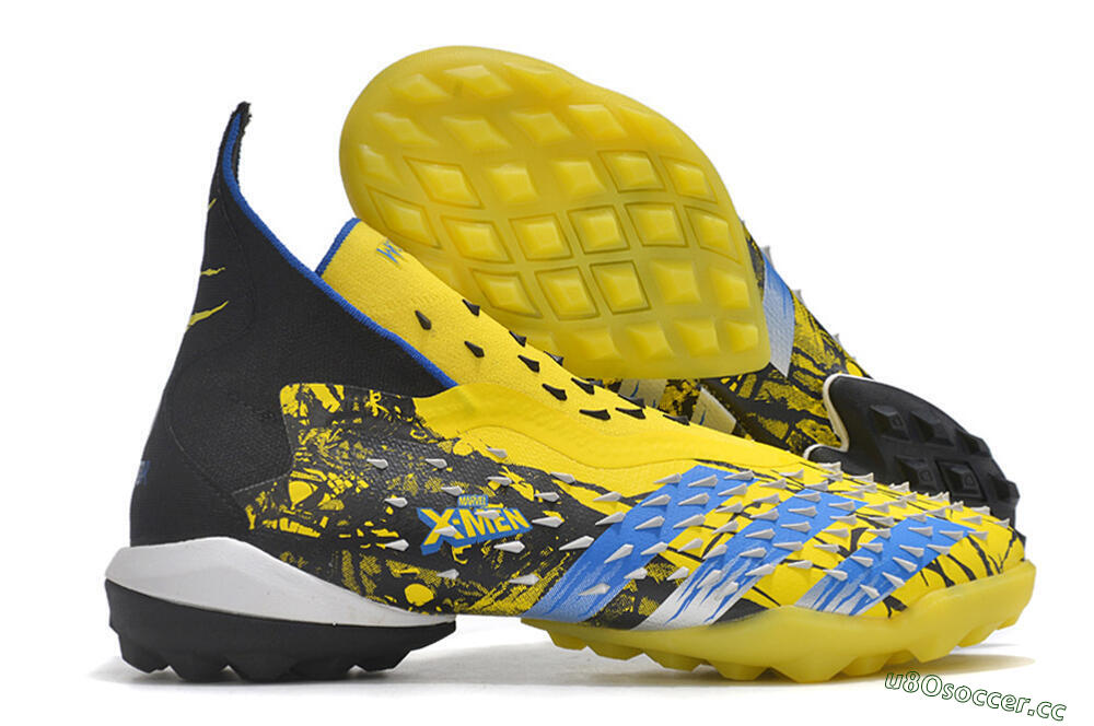 Unisex Adidas Predator Freak.1 TF Artificial Turf High-Tops Football Shoes - Yellow/Black/Blue 2