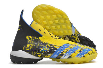 Unisex Adidas Predator Freak.1 TF Artificial Turf High-Tops Football Shoes - Yellow/Black/Blue