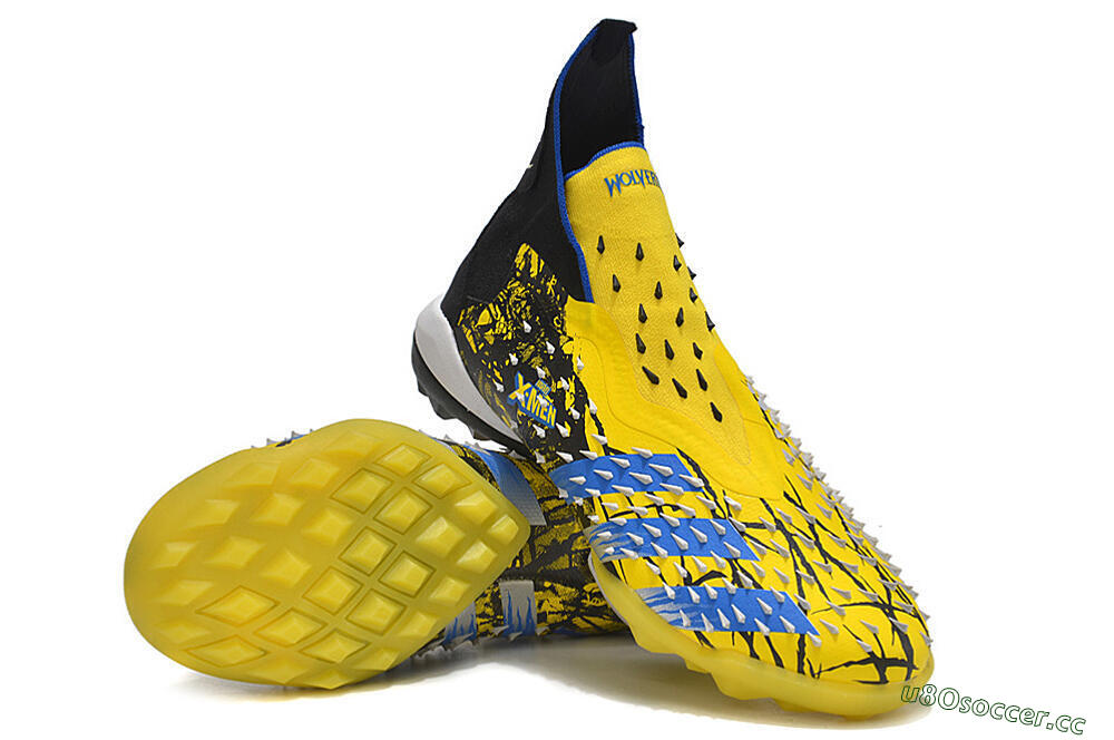 Unisex Adidas Predator Freak.1 TF Artificial Turf High-Tops Football Shoes - Yellow/Black/Blue 3