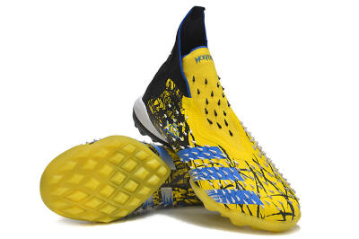 Unisex Adidas Predator Freak.1 TF Artificial Turf High-Tops Football Shoes - Yellow/Black/Blue