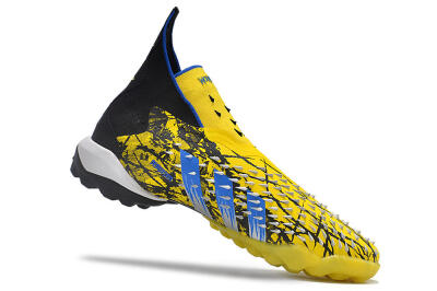 Unisex Adidas Predator Freak.1 TF Artificial Turf High-Tops Football Shoes - Yellow/Black/Blue