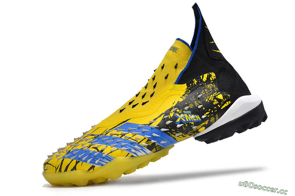 Unisex Adidas Predator Freak.1 TF Artificial Turf High-Tops Football Shoes - Yellow/Black/Blue 5