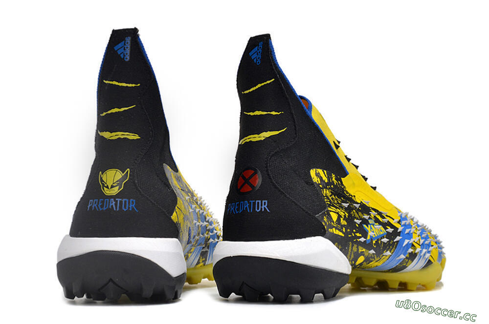 Unisex Adidas Predator Freak.1 TF Artificial Turf High-Tops Football Shoes - Yellow/Black/Blue 6