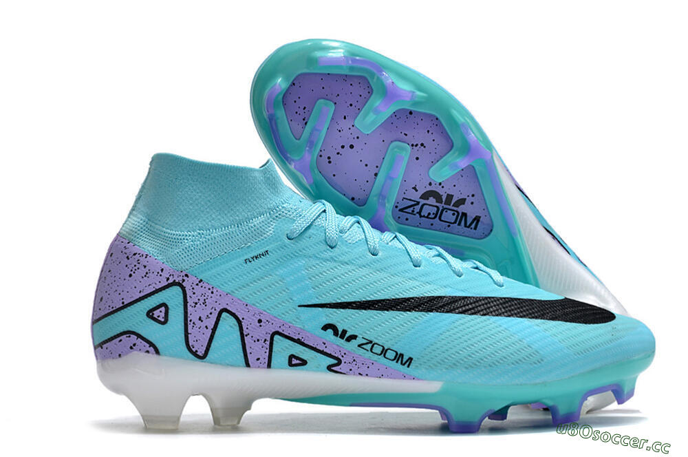 Men's Nike Air Zoom Mercurial Superfly 15 Elite FG Firm Ground High-Tops Football Boots - Blue/Black/Purple 2