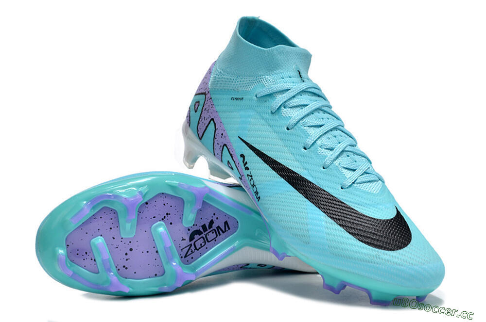 Men's Nike Air Zoom Mercurial Superfly 15 Elite FG Firm Ground High-Tops Football Boots - Blue/Black/Purple 3