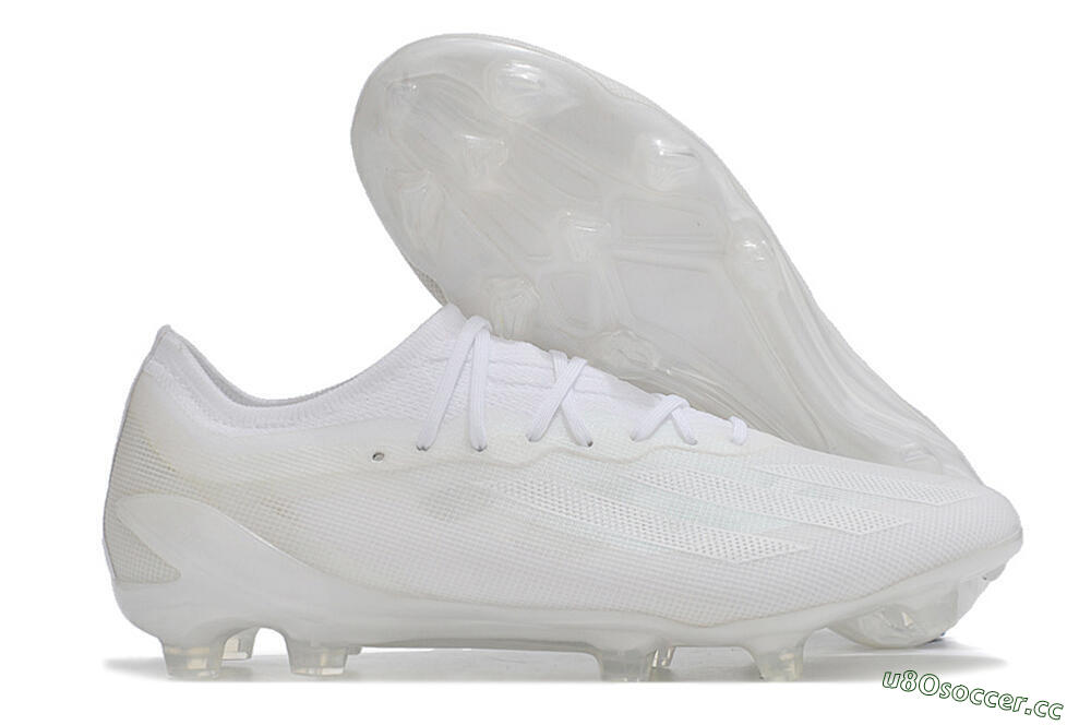 Men's Adidas X Crazyfast.1 FG Firm Ground Low-Tops Football Boots - White/White/White 2