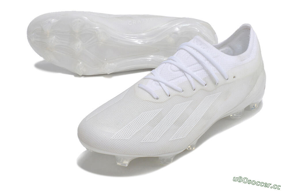 Men's Adidas X Crazyfast.1 FG Firm Ground Low-Tops Football Boots - White/White/White 3