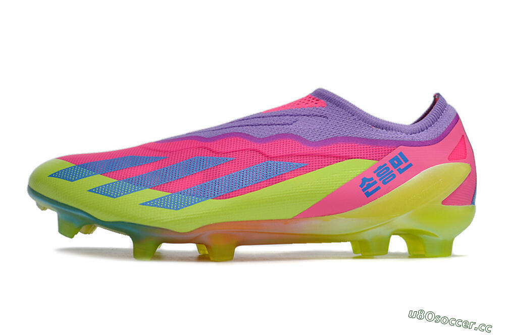 Men's Adidas X Crazyfast+ FG Firm Ground Low-Tops Football Boots - Purple/Pink/Green/Blue 0