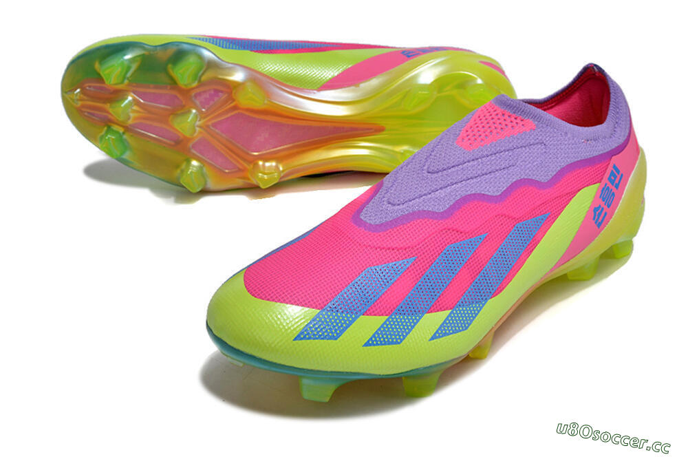 Men's Adidas X Crazyfast+ FG Firm Ground Low-Tops Football Boots - Purple/Pink/Green/Blue 3