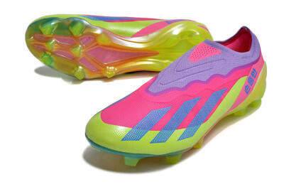 Men's Adidas X Crazyfast+ FG Firm Ground Low-Tops Football Boots - Purple/Pink/Green/Blue