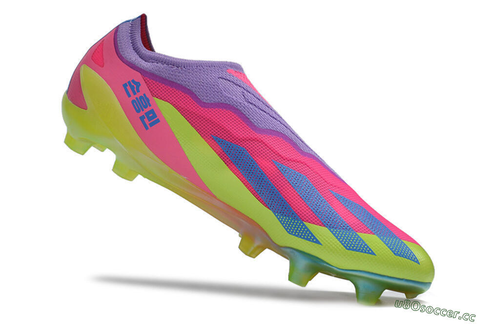 Men's Adidas X Crazyfast+ FG Firm Ground Low-Tops Football Boots - Purple/Pink/Green/Blue 4
