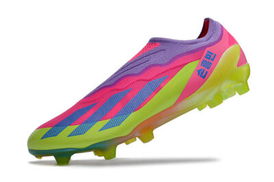 Men's Adidas X Crazyfast+ FG Firm Ground Low-Tops Football Boots - Purple/Pink/Green/Blue