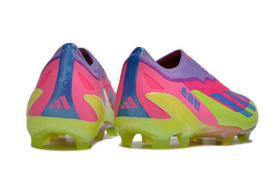 Men's Adidas X Crazyfast+ FG Firm Ground Low-Tops Football Boots - Purple/Pink/Green/Blue