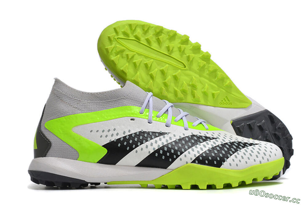 Men's Adidas Predator Accuracy.1 TF Artificial Turf Low-Tops Football Shoes - White/Black/Green 2