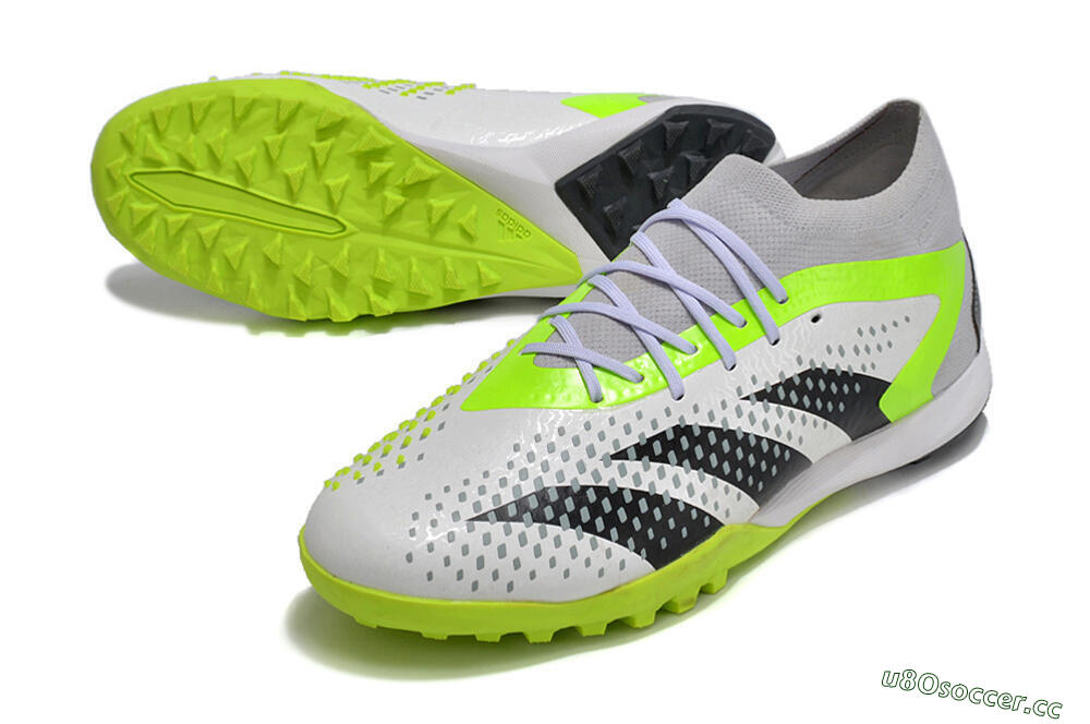Men's Adidas Predator Accuracy.1 TF Artificial Turf Low-Tops Football Shoes - White/Black/Green 3