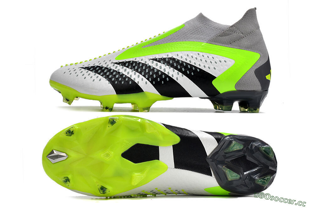 Men's Adidas Predator Accuracy+ FG Firm Ground High-Tops Football Boots - White/Black/Green 1