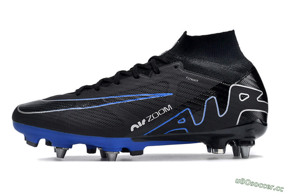 Men's Nike Air Zoom Mercurial Superfly 9 Elite SG Soft Ground High-Tops Football Boots - Black/Blue/White 0