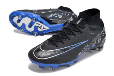 Men's Nike Air Zoom Mercurial Superfly 9 Elite SG Soft Ground High-Tops Football Boots - Black/Blue/White