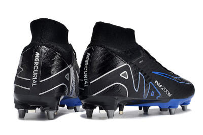 Men's Nike Air Zoom Mercurial Superfly 9 Elite SG Soft Ground High-Tops Football Boots - Black/Blue/White