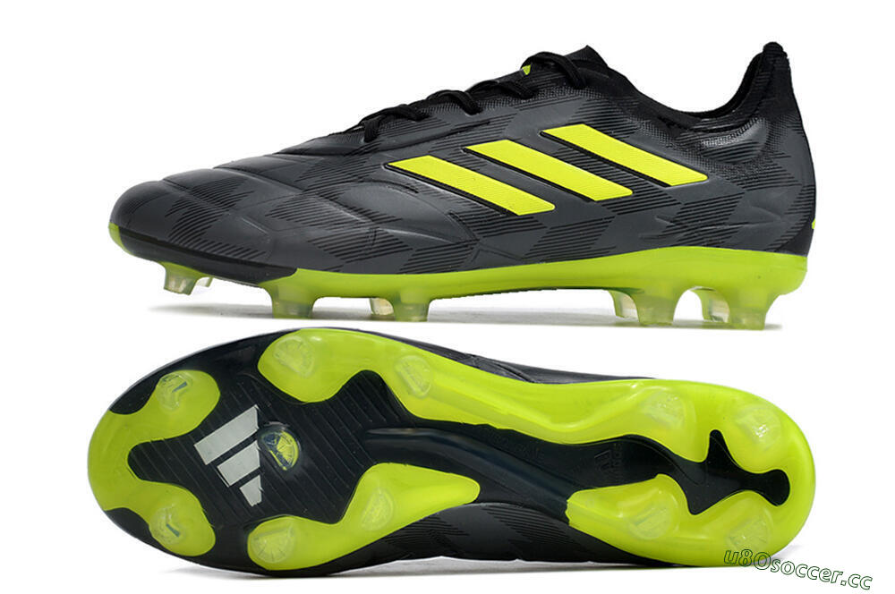 Men's Adidas Copa Pure.1 FG Firm Ground Low-Tops Football Boots - Black/Green 1