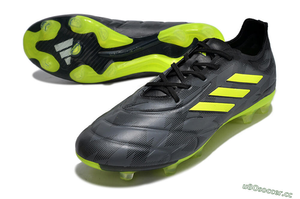 Men's Adidas Copa Pure.1 FG Firm Ground Low-Tops Football Boots - Black/Green 3