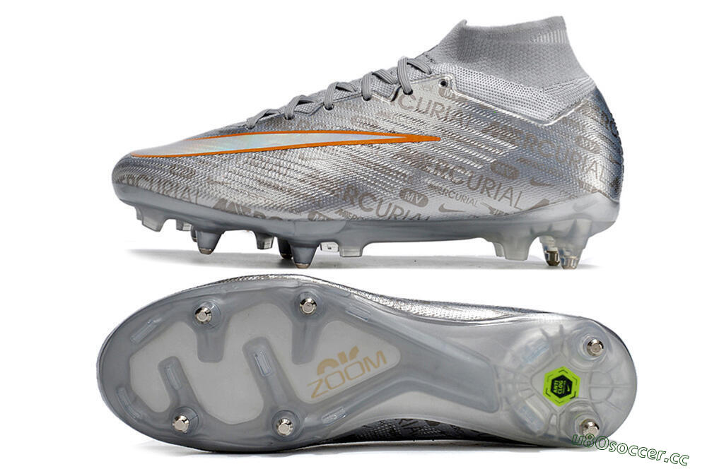 Men's Nike Air Zoom Mercurial Superfly 9 Elite SG Soft Ground High-Tops Football Boots - Silver/Gold 1