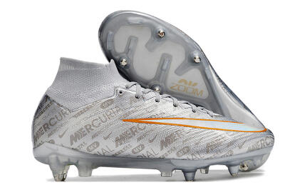 Men's Nike Air Zoom Mercurial Superfly 9 Elite SG Soft Ground High-Tops Football Boots - Silver/Gold