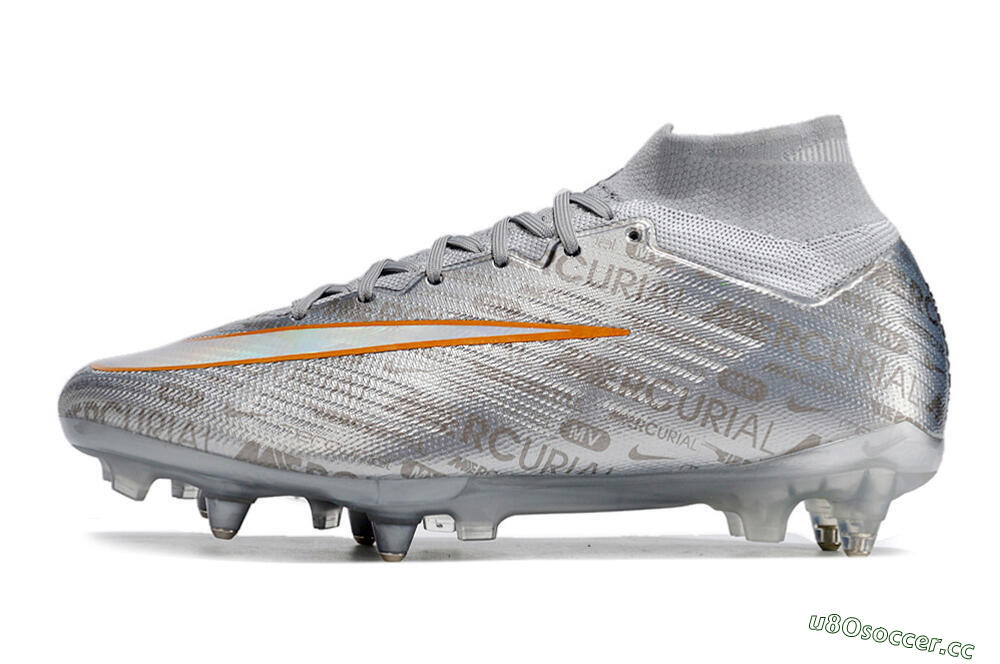 Men's Nike Air Zoom Mercurial Superfly 9 Elite SG Soft Ground High-Tops Football Boots - Silver/Gold 0